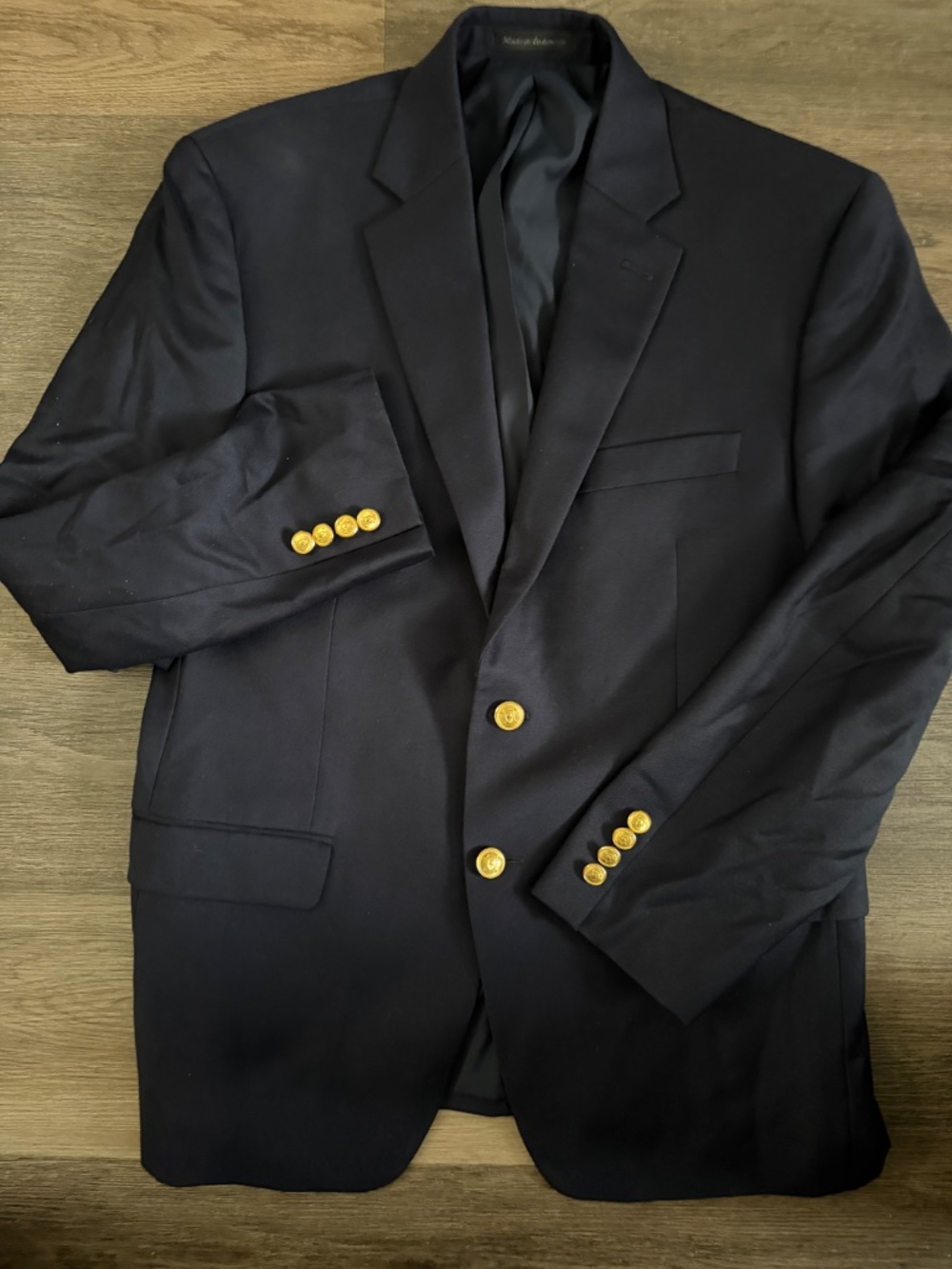 Lauren Ralph Lauren navy blue gold button wool blazer 39S classic sports coat